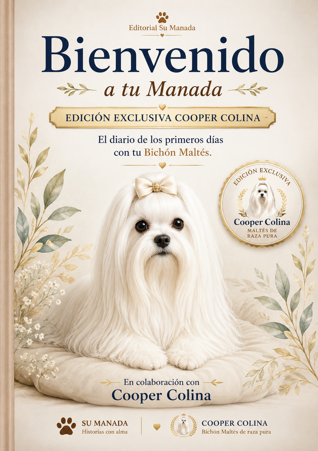 Portada de Bienvenido a tu Manada, Edición Cooper Colina, con un cachorro Bichón Maltés